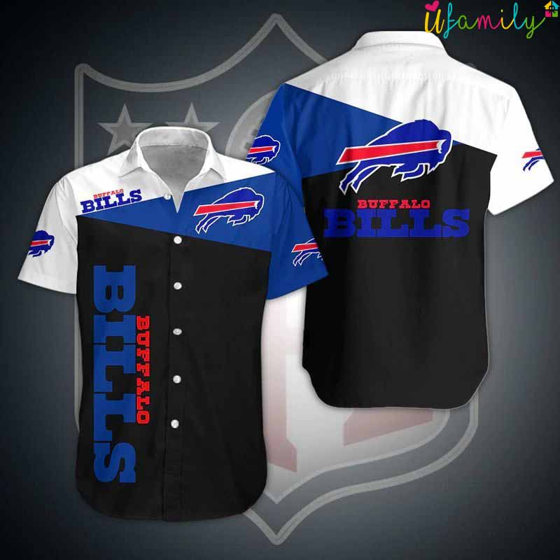 Black And White Buffalo Bills Hawaiian Shirt