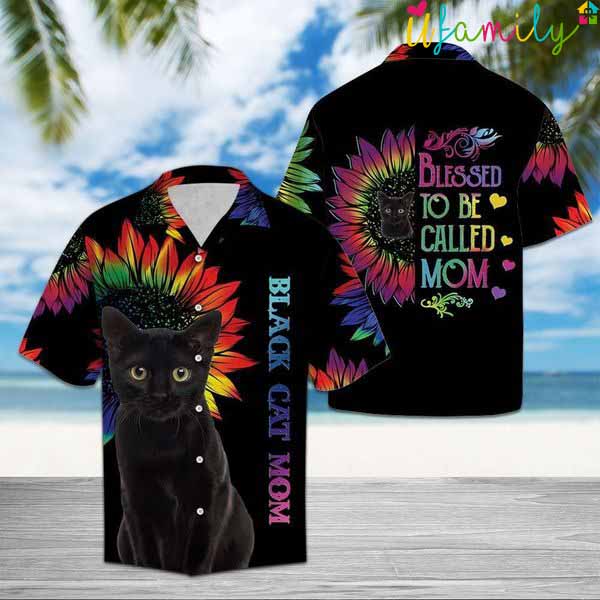 Black Cat Mom Multicolor Hawaiian Shirt