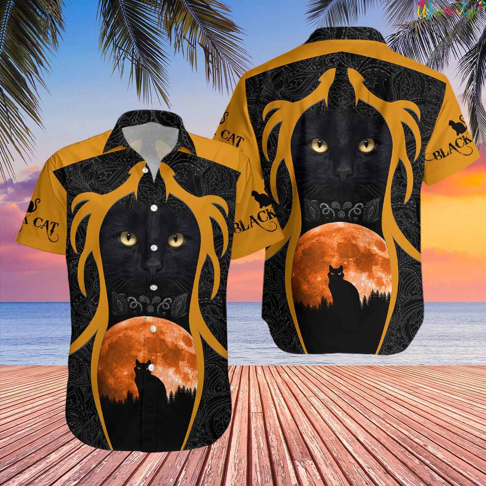 Black Cat Moon Halloween Hawaiian Shirt