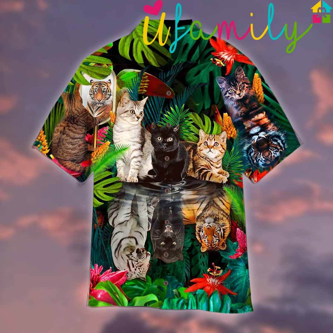 Cat Tiger Tropical Hawaiian Shirt