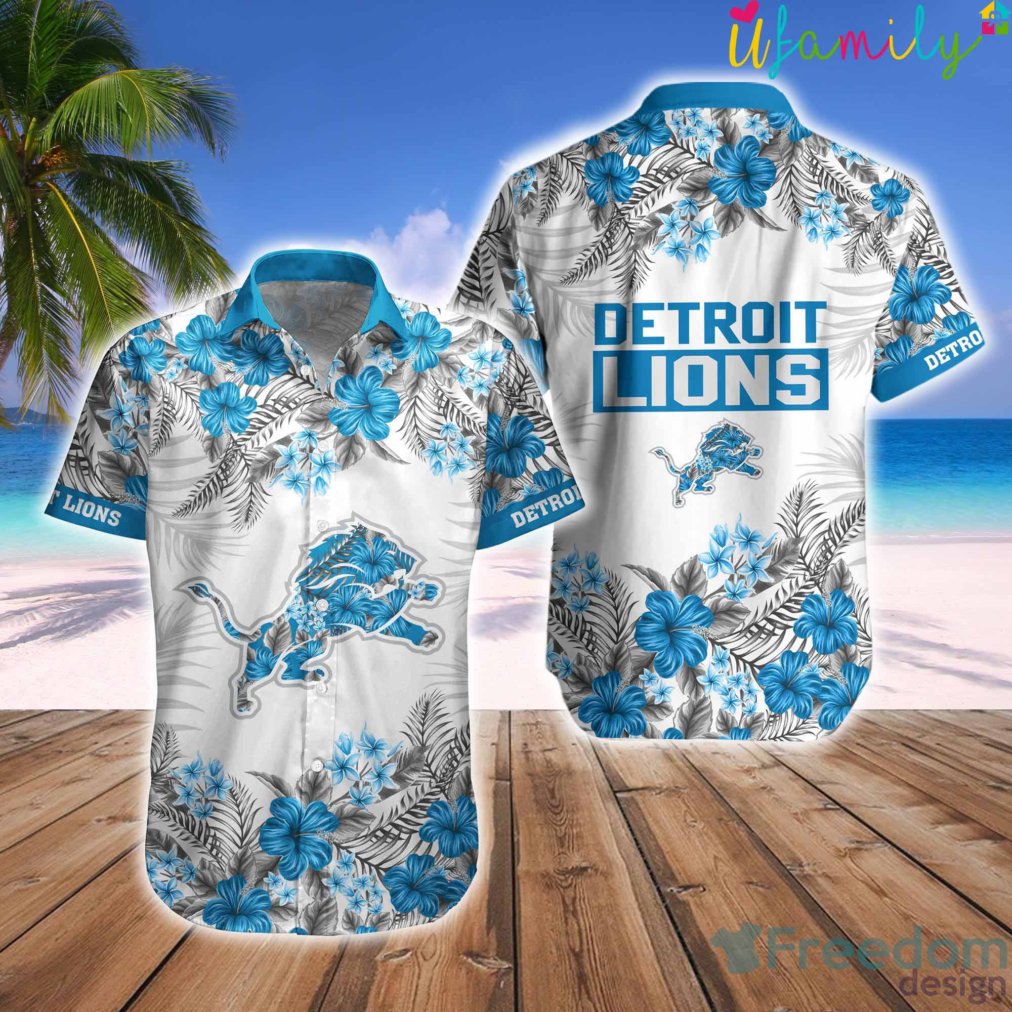 Flower Blue Detroit Lions Hawaiian Shirt