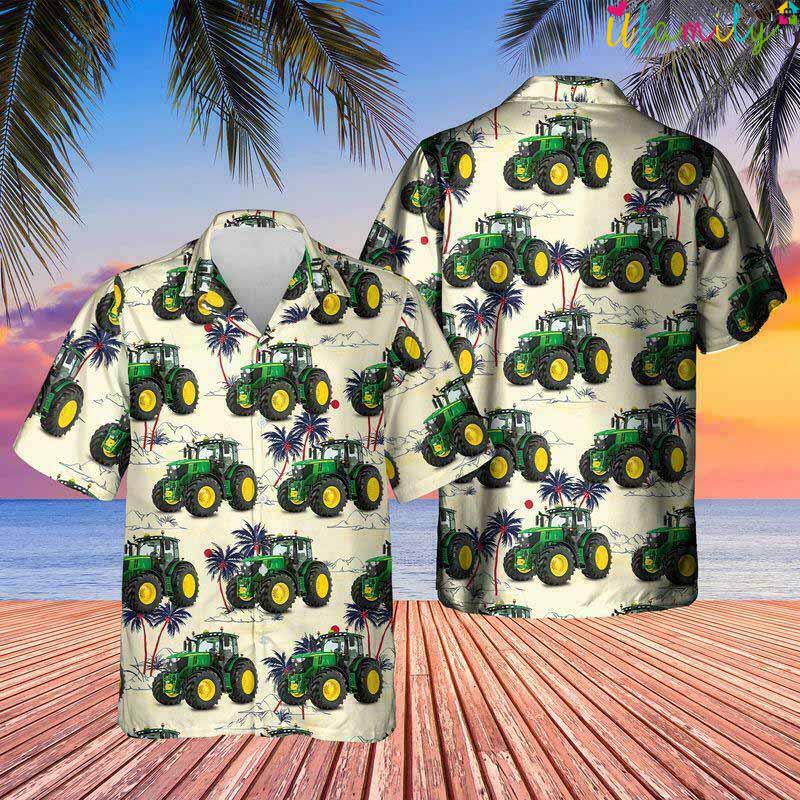 John Deere Tractor Tropical Beach Hawaiian Shirt