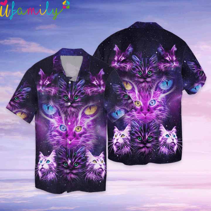 Love For Cats Purple Hawaiian Shirt
