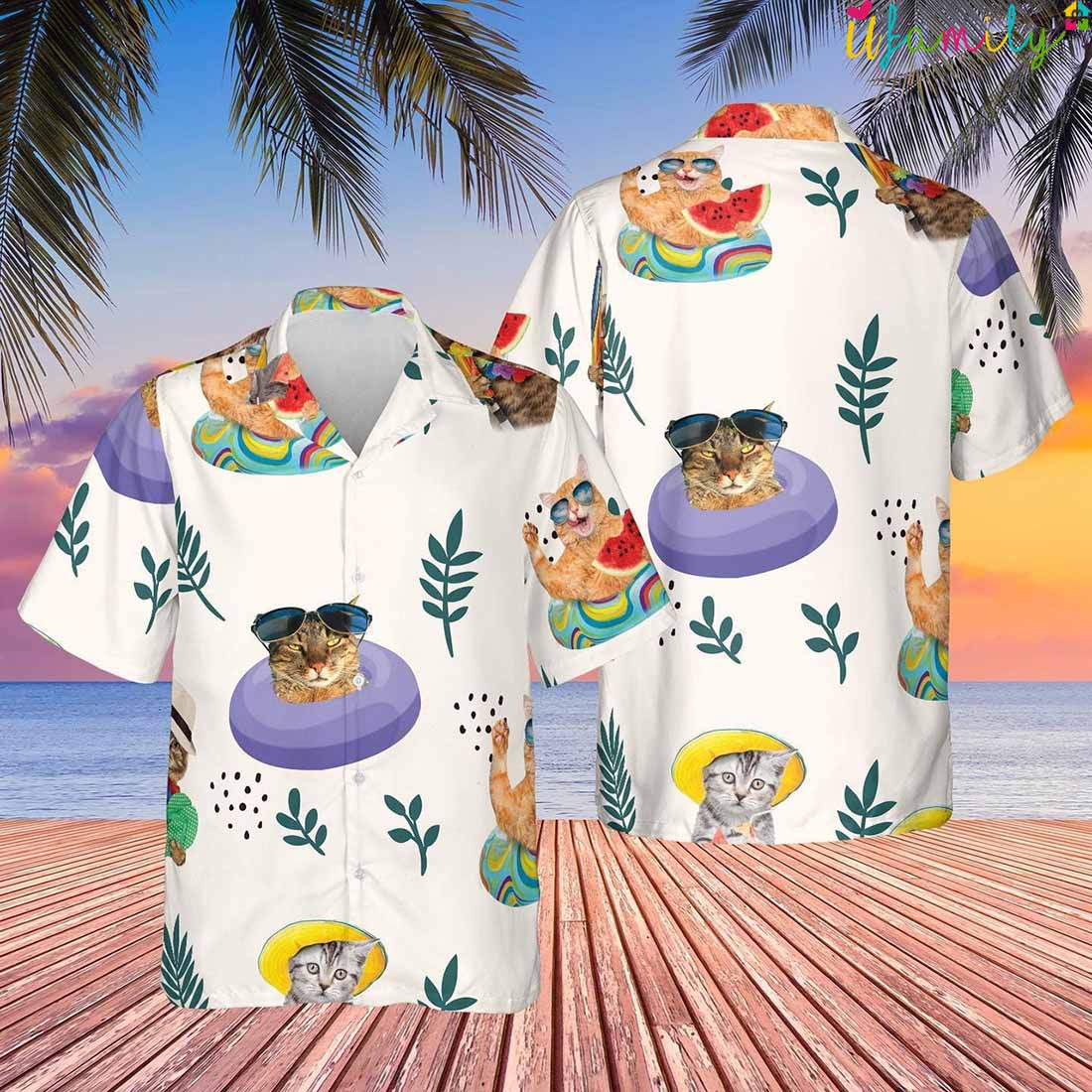 Swimming Cat Hawaiian Shirt