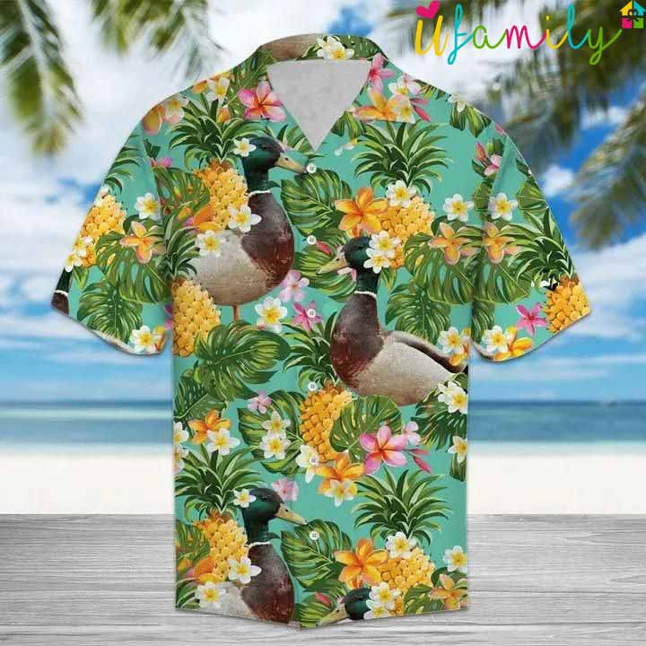 Tropical Pineapple Rubber Duck Hawaiian Shirt